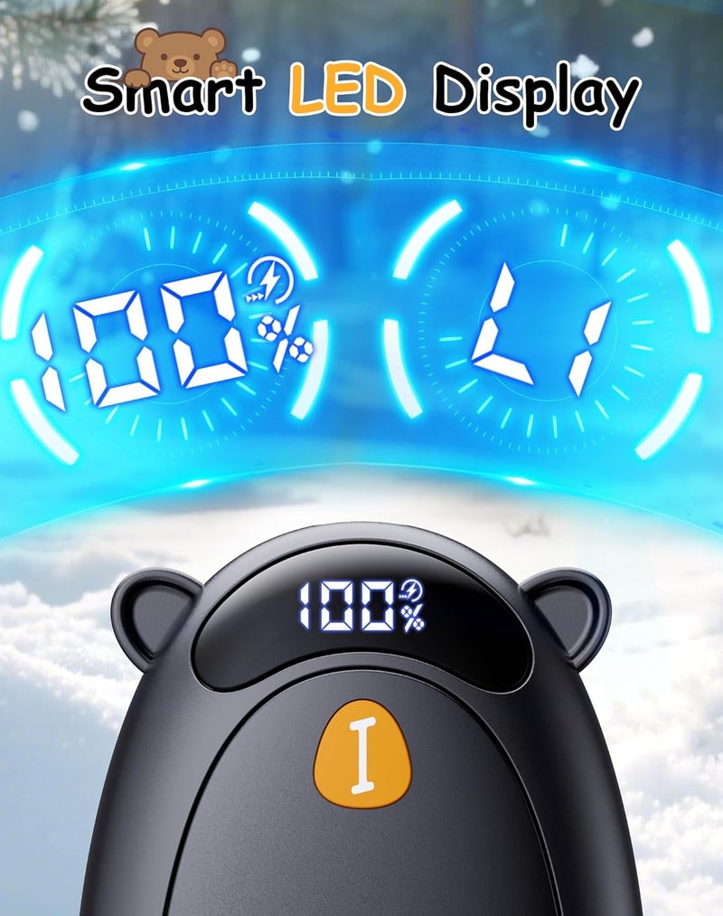 Taiofan Electric Hand Warmers Rechargeable, Cute Bear Design, LED Display, 4 Settings, Fast Heating Portable Pocket Heater Magnetic Handwarmers 2 Pack for Hunting Essentials Camping Gift for Men Women - Image 2